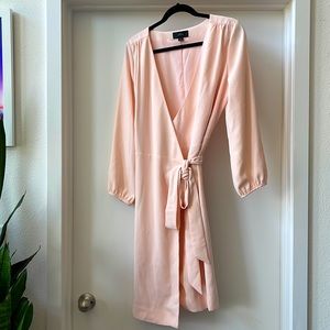 J. Crew Crepe V Neck Wrap Dress Blush Pink Size 12 Tall